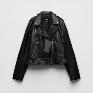 Black Faux Leather Biker Jacket